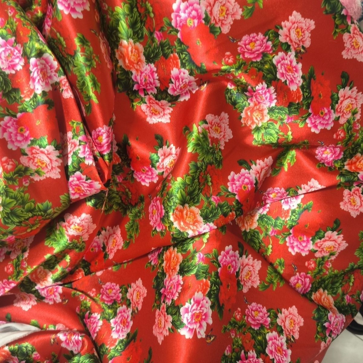 Sewing Textiles - Kain Satin Asetat Motif Bunga Halus