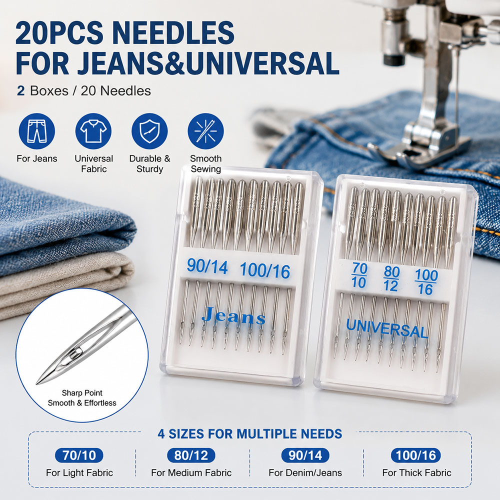 Twin Needle Stretch - 20 Buah Set Jarum Mesin Jahit