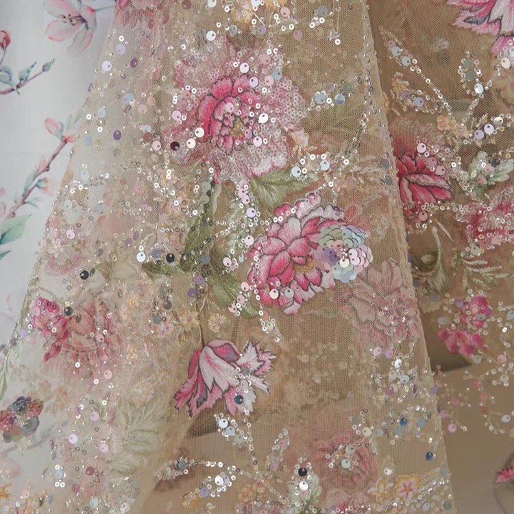 Kain Renda Manik-manik Mewah L - Sewing Textiles ulasan dan harga