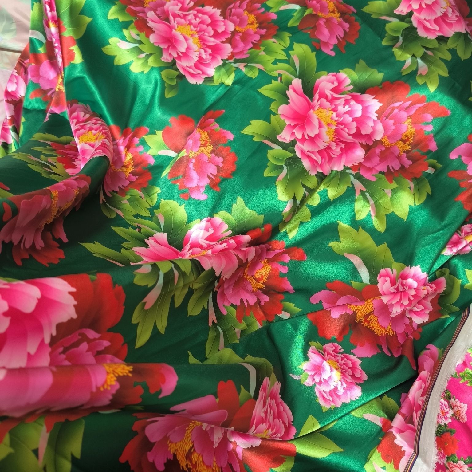 Kain Satin Asetat Motif Bunga  - Sewing Textiles ulasan dan harga